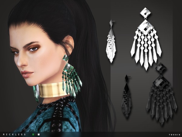  The Sims Resource: Reckless Earrings by toksik