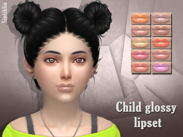  The Sims Resource: Sintiklia   Child glossy lipset 2