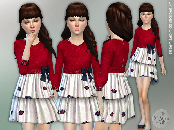  The Sims Resource: Embroidered Skirt Dress by lillka