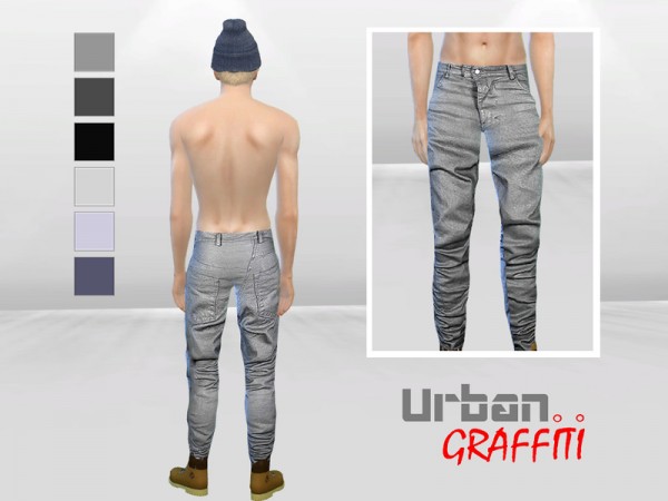  The Sims Resource: Asymmetrical Wax Coated Pants by McLayneSims