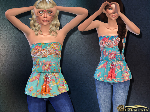  The Sims Resource: Placement Floral Peplum Top by Harmonia