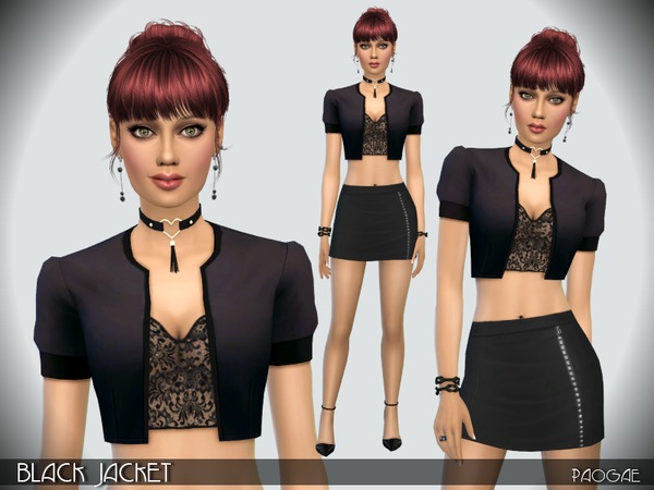  The Sims Resource: Black Jacket by Paogae