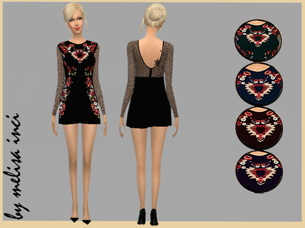  The Sims Resource: Midnight Garden Mini Dress