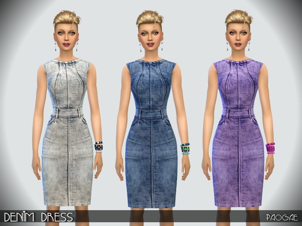  The Sims Resource: Denim Dress by Paogae