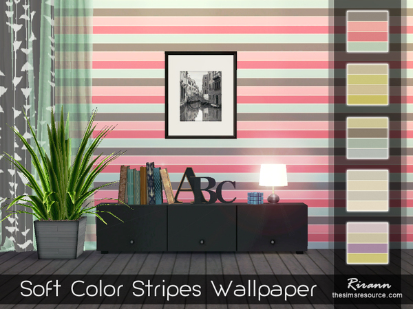  The Sims Resource: Soft Color Stripes Wallpaper by Rirann