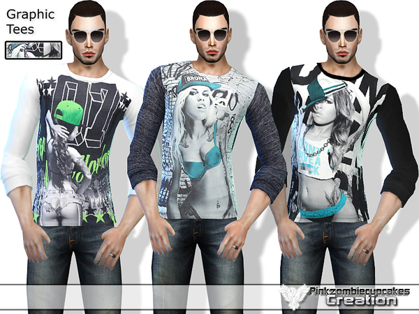  The Sims Resource: Graphic Tees Set 01 by Pinkzombiecupcake