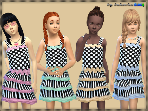  The Sims Resource: Dress Polka Dots & Lines by Bukovka
