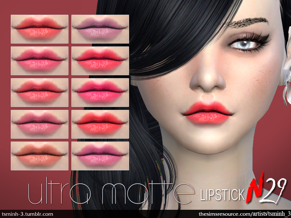  The Sims Resource: Ultra Matte Lipstick by tsminh 3