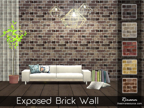  The Sims Resource: Exposed Brick Wall by Rirann