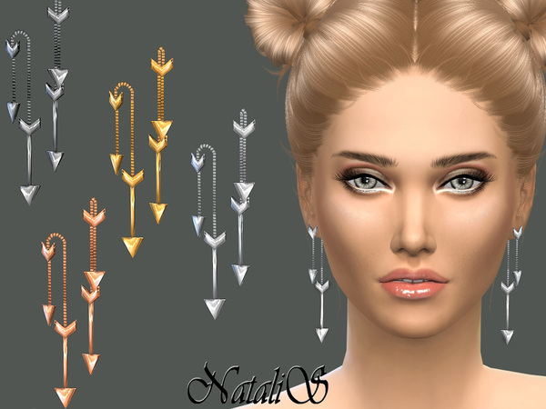  The Sims Resource: Front Back Arrow Drop Earrings by NataliS