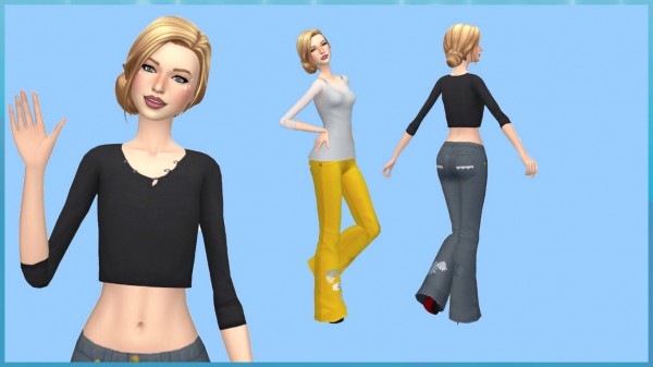  Simsworkshop: Maxis Match Flower Power Jeans  by Annabellee25