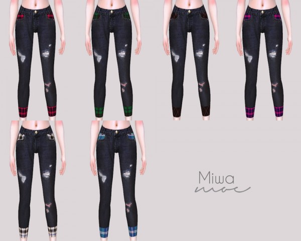  Miwamoe: Skinny Jeans with Plaid Detail
