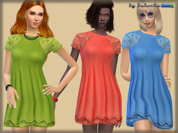  The Sims Resource: Dress Lace Raglan by Bukovka