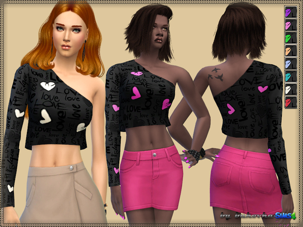  The Sims Resource: Top One Sleeve by Bukovka