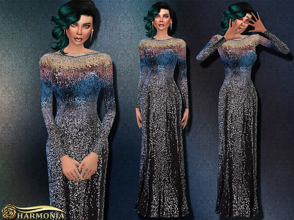  The Sims Resource: Heavily Embellished Sequined Gown by Harmonia