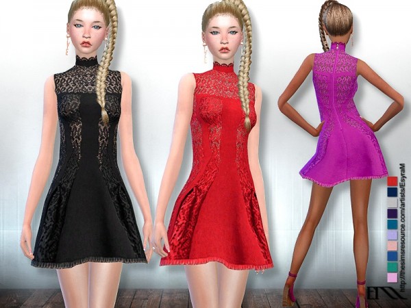 The Sims Resource: Sleeveless Mock Neck Dress by EsyraM
