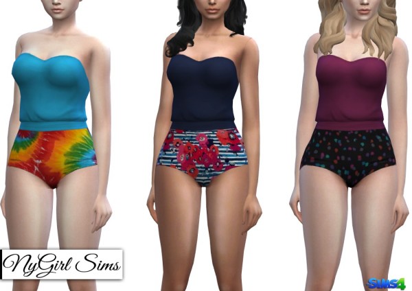  NY Girl Sims: Gathered Waist Bodysuit Prints