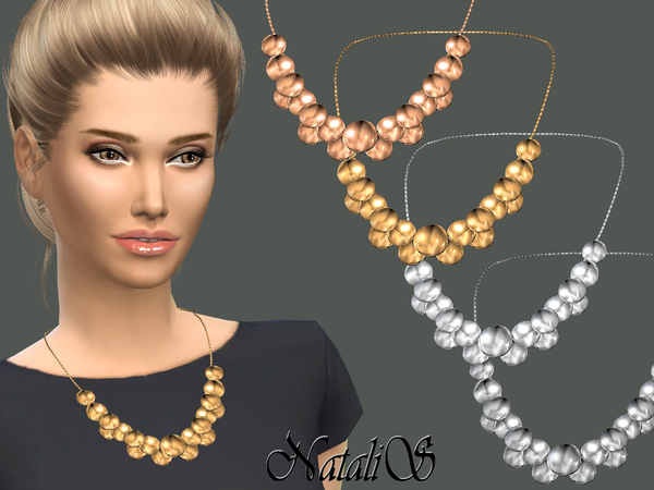  The Sims Resource: Metal daped disc necklace by NataliS