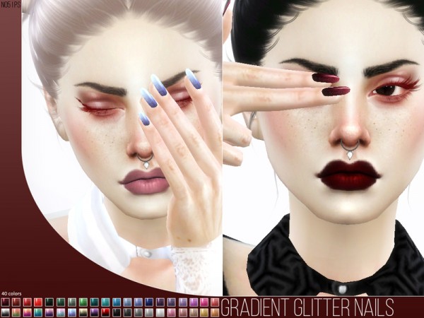  The Sims Resource: Gradient Glitter Nails N05 by Pralinesims