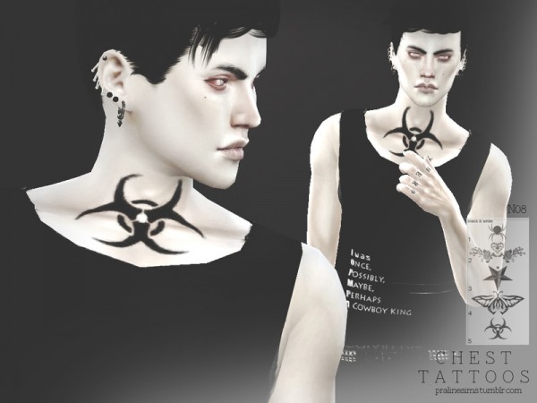  The Sims Resource: Chest Tattoos N08 by Pralinesims