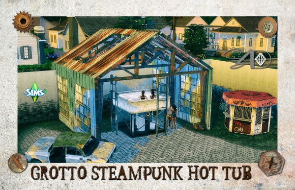  Sims 4 Designs: Grotto Steampunk Hot Tub converted from TS3 to TS4