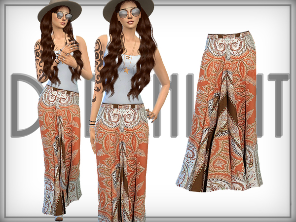  The Sims Resource: Printed Maxi Skirt