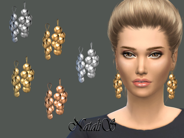  The Sims Resource: Metal daped disc earrings by NataliS