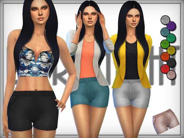  The Sims Resource: Belted Suede Shorts by DarkNighTt