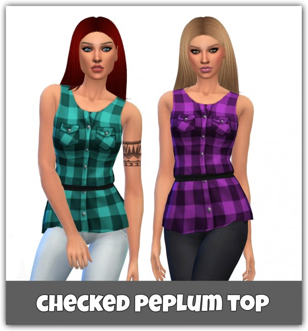  Simsworkshop: Checked Peplum Top by maimouth
