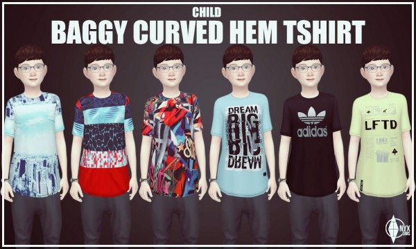  Onyx Sims: Curved Hem Baggy T Shirt