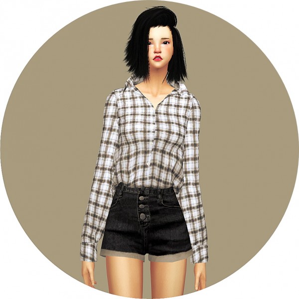  SIMS4 Marigold: Tucked In Button Up Shirt Open Neck