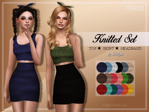 Trillyke: Knitted Set   Top, Skirt, Headband