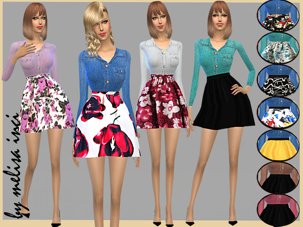  The Sims Resource: Denim Shirt Combine Dress