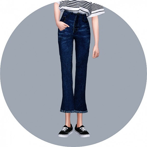  SIMS4 Marigold: Cropped Flare Jeans