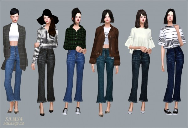 SIMS4 Marigold: Cropped Flare Jeans