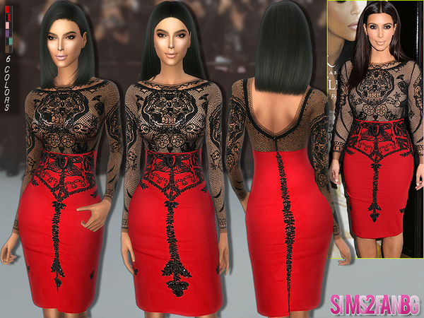  The Sims Resource: 168   Kim Kardashian Party dress by sims2fanbg