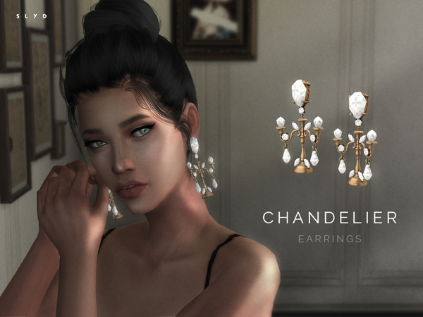 The Sims Resource: Chandelier Earrings by SLYD