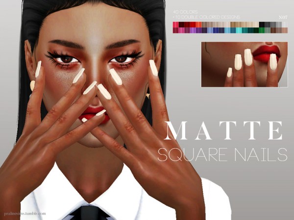  The Sims Resource: Matte Square Nails N07 by Pralinesims