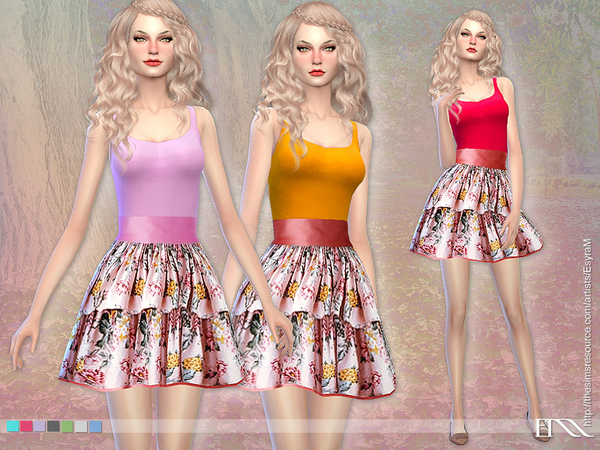  The Sims Resource: Floral dress S4 by EsyraM