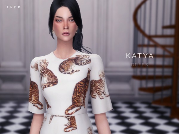  The Sims Resource: Bengal Cat Print Dress   KATYA by SLYD