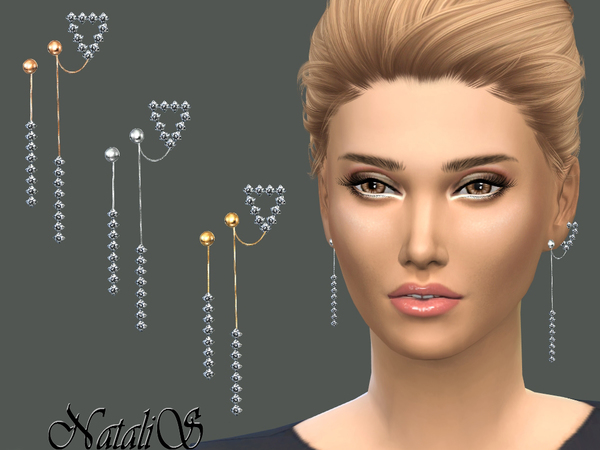  The Sims Resource: Asymmetric Drop Dangle Earrings by NataliS