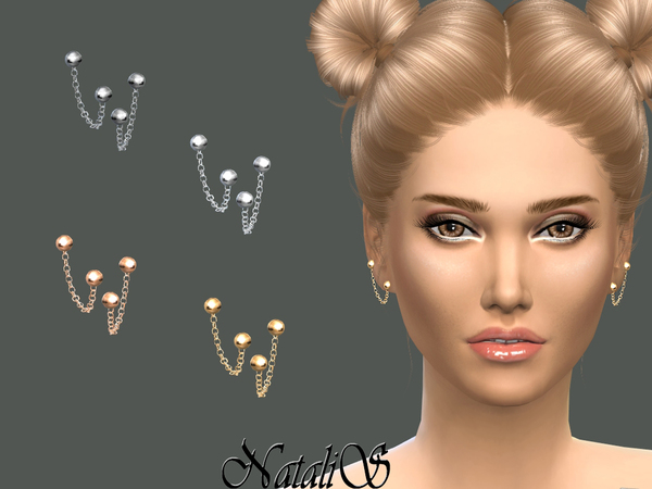  The Sims Resource: Hanging Chain Ear Cuff by NataliS