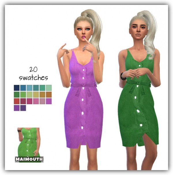  Simsworkshop: Ribbon Belt Denim Dress Recolors by maimouth