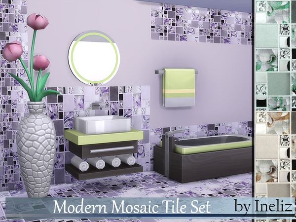  The Sims Resource: Modern Mosaic Tile Set by Ineliz
