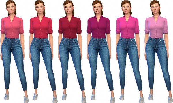 Simsworkshop Rolled Sleeve Blouse By Deelitefulsimmer • Sims 4 Downloads