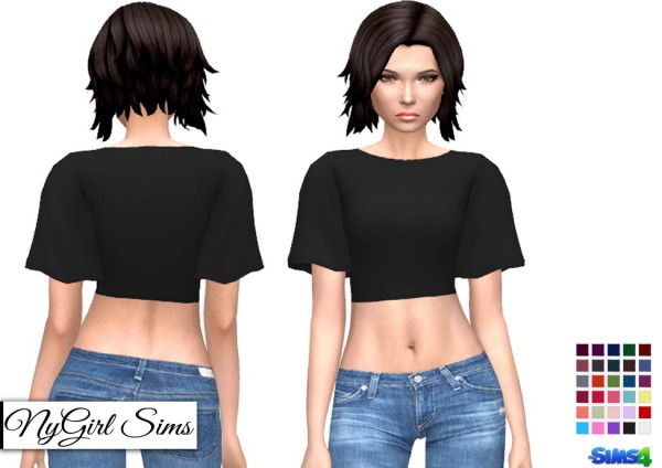 NY Girl Sims: Flare Sleeve Crop Top by NYGirlSims