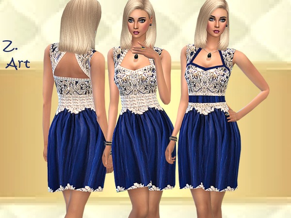  The Sims Resource: Royal Blue dress by Zuckerschnute20