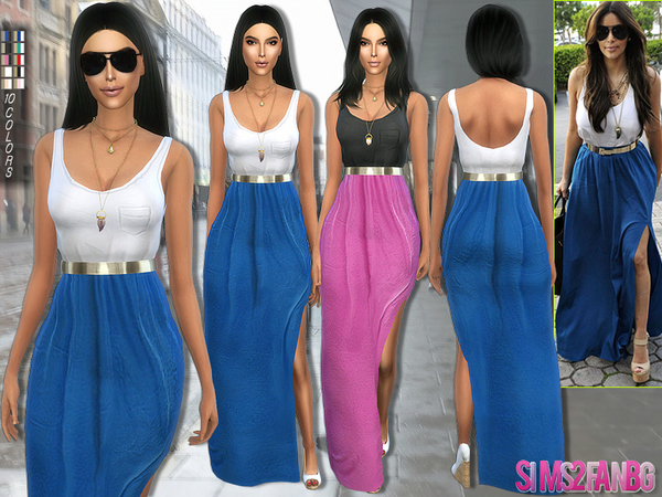  The Sims Resource: 166   Kim Kardashian dress with side cutout by sims2fanbg