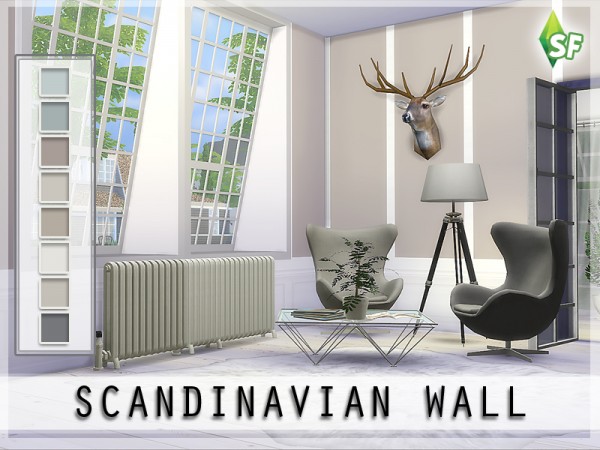  The Sims Resource: Scandinavian Wall Set by SimFabulous