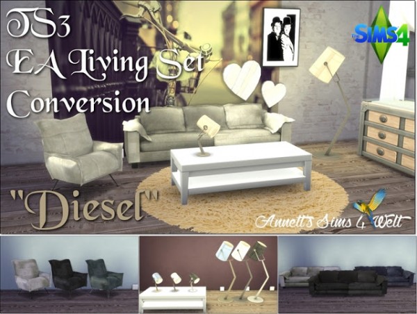  Annett`s Sims 4 Welt: Living Set Diesel Converted from TS3 to TS4